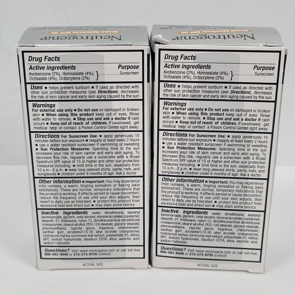 Neutrogena Retinol Moisturizer SPF 30 Sunscreen 1 Fl Oz Set of 2 NIB - Picture 2 of 5